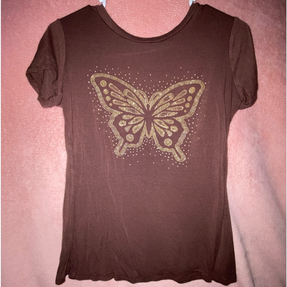 🤎Y2K✨butterfly brown shirt super cute! 🤎